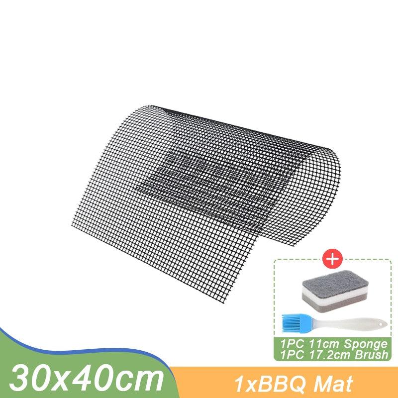 Non-stick Barbecue Mesh Mat Reusable Heat Resistance BBQ Baking Net Pad Kitchen Cooking BBQ Mat Liner Accessories Outdoor BBQ Tool  Non Stick BBQ Grill Mats Reusable BBQ Grilling Sheets Silicone Brush Easy to Clean BBQ Accessories Stevvex