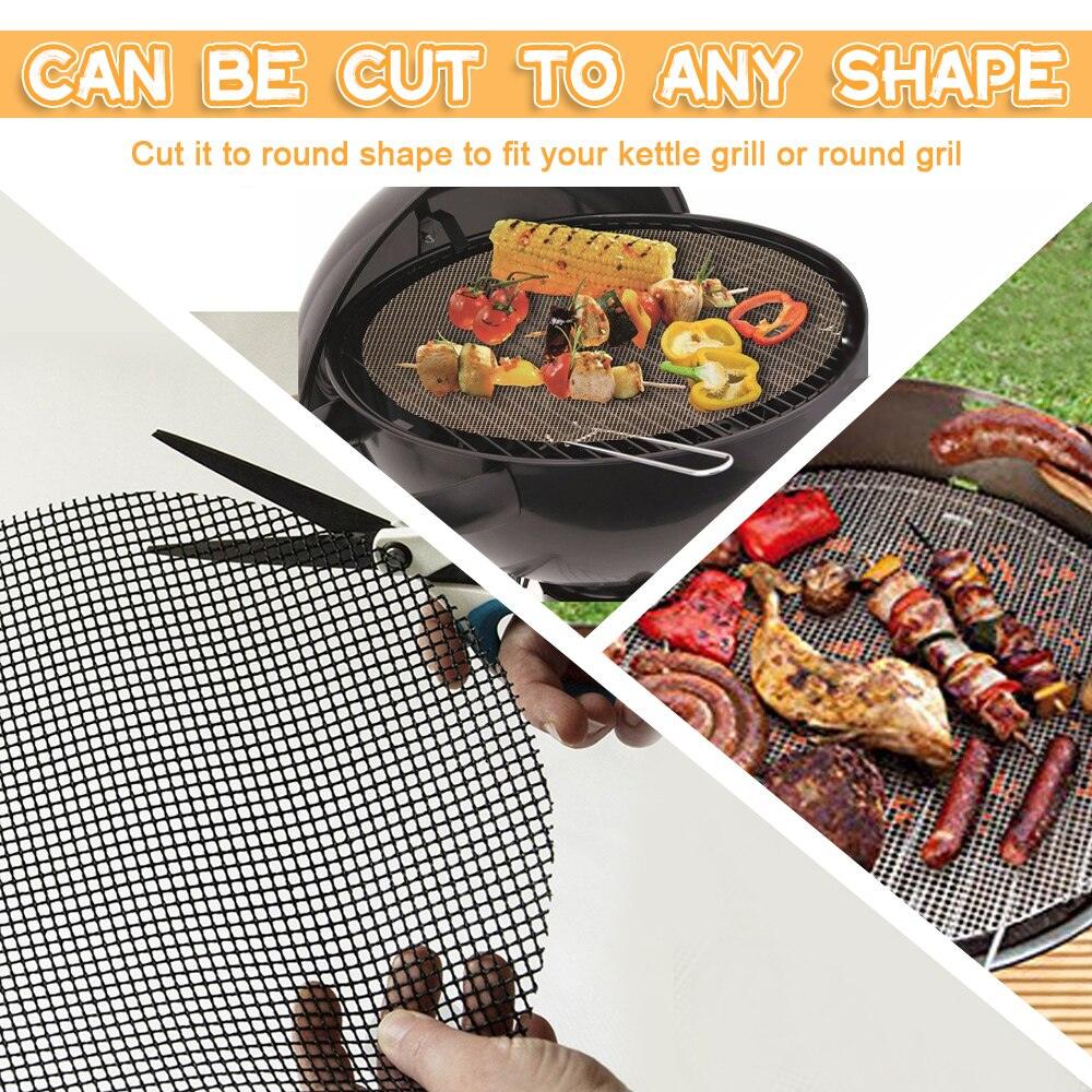 Non-stick Barbecue Mesh Mat Reusable Heat Resistance BBQ Baking Net Pad Kitchen Cooking BBQ Mat Liner Accessories Outdoor BBQ Tool  Non Stick BBQ Grill Mats Reusable BBQ Grilling Sheets Silicone Brush Easy to Clean BBQ Accessories Stevvex