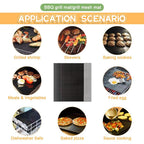 Non-stick Barbecue Mesh Mat Reusable Heat Resistance BBQ Baking Net Pad Kitchen Cooking BBQ Mat Liner Accessories Outdoor BBQ Tool  Non Stick BBQ Grill Mats Reusable BBQ Grilling Sheets Silicone Brush Easy to Clean BBQ Accessories Stevvex