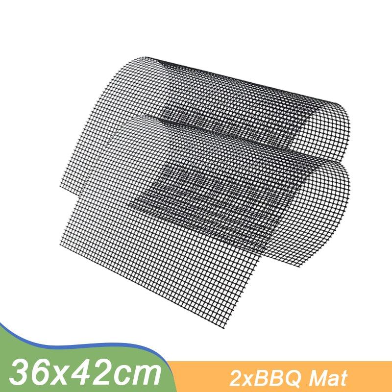 Non-stick Barbecue Mesh Mat Reusable Heat Resistance BBQ Baking Net Pad Kitchen Cooking BBQ Mat Liner Accessories Outdoor BBQ Tool  Non Stick BBQ Grill Mats Reusable BBQ Grilling Sheets Silicone Brush Easy to Clean BBQ Accessories Stevvex