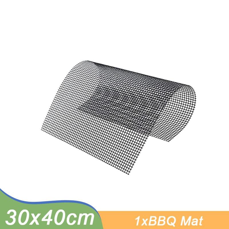 Non-stick Barbecue Mesh Mat Reusable Heat Resistance BBQ Baking Net Pad Kitchen Cooking BBQ Mat Liner Accessories Outdoor BBQ Tool  Non Stick BBQ Grill Mats Reusable BBQ Grilling Sheets Silicone Brush Easy to Clean BBQ Accessories Stevvex