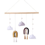 Nordic Healthier Style Cute Felt Clouds Shape Handmade Wall Hanging Fairy Tales Ornament Wooden Stick Tassel Pendant Hanging Ornaments For Kids Room Decoration Photography Props Stevvex
