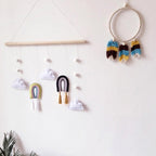 Nordic Healthier Style Cute Felt Clouds Shape Handmade Wall Hanging Fairy Tales Ornament Wooden Stick Tassel Pendant Hanging Ornaments For Kids Room Decoration Photography Props Stevvex