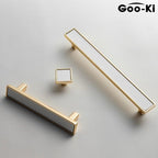 Nordic Luxury Drawer Knob Gold Wardrobe Cupboard Cabinet Handle Kitchen Door Pulls White Genuine Leather Furniture Knob Hardware Hole Center Modern Luxury Tree Bark Speckle Texture Cabinet Pull Hardware for Bedroom Kitchen Stevvex