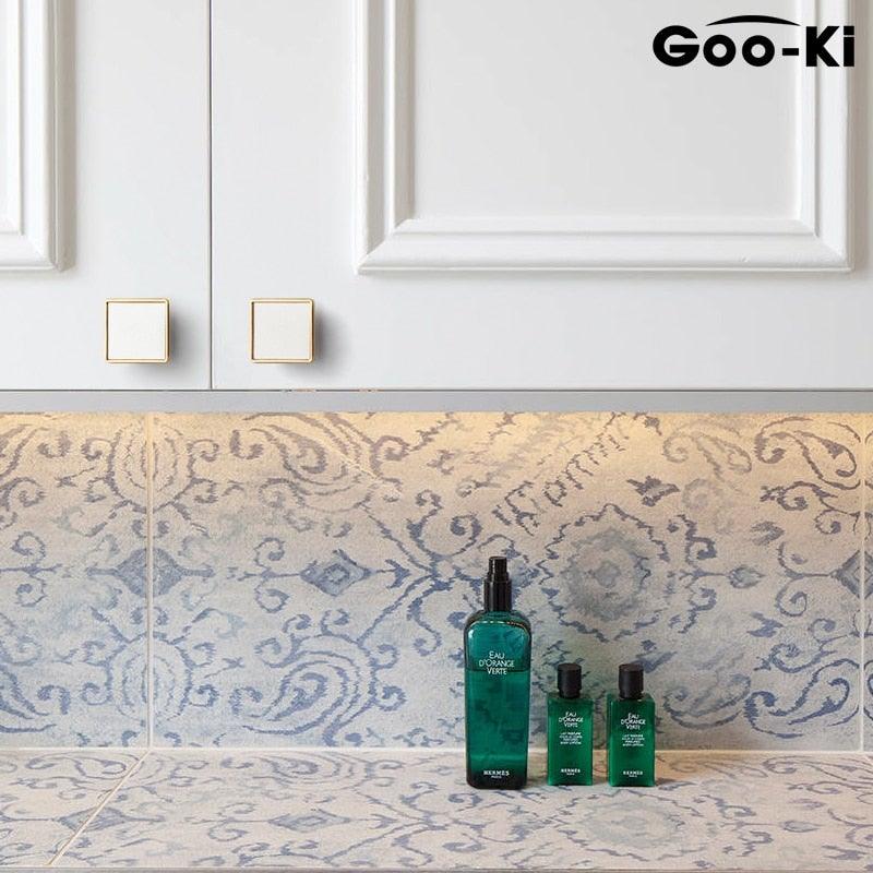 Nordic Luxury Drawer Knob Gold Wardrobe Cupboard Cabinet Handle Kitchen Door Pulls White Genuine Leather Furniture Knob Hardware Hole Center Modern Luxury Tree Bark Speckle Texture Cabinet Pull Hardware for Bedroom Kitchen Stevvex