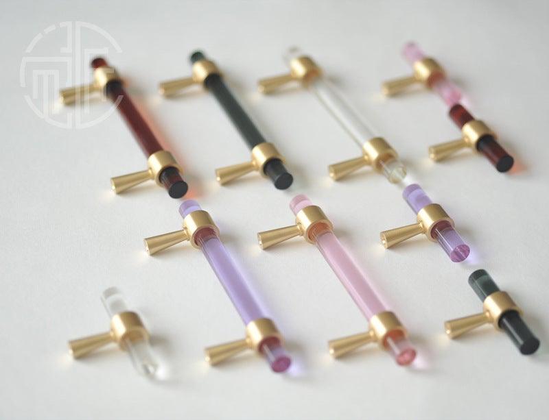 Nordic Modern Wardrobe Dresser Drawer Pull Cabinet Door Handle Knobs Cabinet Handle Pure Copper Double Hole Crystal Handle Brass Walnut Kitchen Wardrobe Cabinet Hardware Pull Handle Adjustable Hole Stevvex