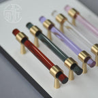 Nordic Modern Wardrobe Dresser Drawer Pull Cabinet Door Handle Knobs Cabinet Handle Pure Copper Double Hole Crystal Handle Brass Walnut Kitchen Wardrobe Cabinet Hardware Pull Handle Adjustable Hole Stevvex