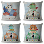 Nordic Style Pillow Cover Cute Cartoon Animal Drive Dinosaur Car Polyester Cotton Cushion Cover For Sofa Home Kids Room Throw Pillow Case Cover Dinosaur Cartoon Gray Soft Pillow Case For Decorative Bedroom Livingroom Sofa Farm House Cushion Covers