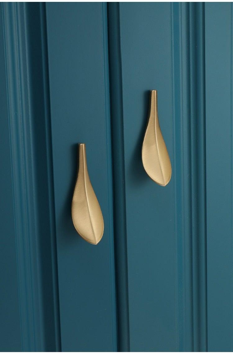 Nordic Style Solid Brass Gold Leaf Shaped 32mm Cabinet Knob Door Pulls Furniture Handles Knob Cabinet Knob Door Pulls Nordic Style Furniture Handles Knob Creative Light Luxury Handle Golden Leaf Handle Wardrobe Shoe Cabinet Bathroom Cabinet Handle Stevvex