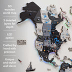 3D LUMINOUS LED Wooden World Map 2.0 Nordik - SJB-DIAMOND ELITES