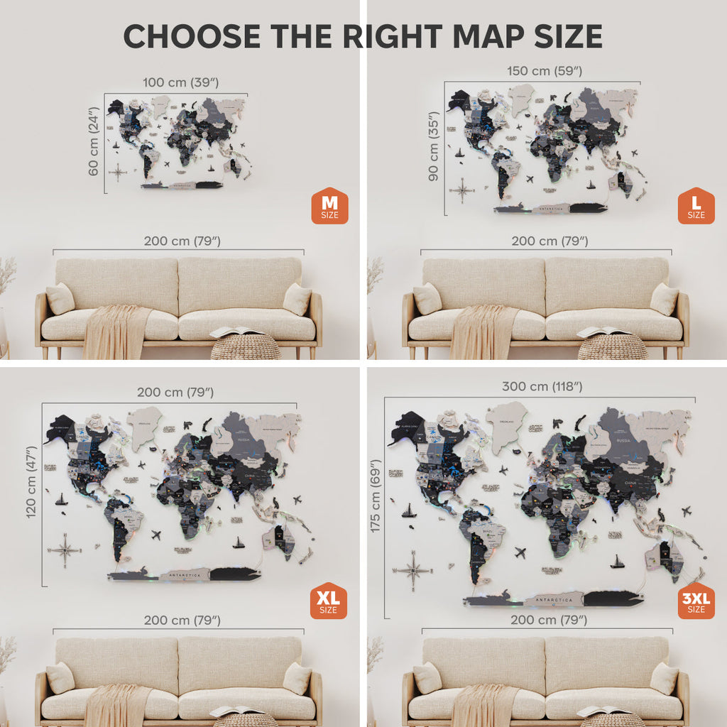 3D LUMINOUS LED Wooden World Map 2.0 Nordik - SJB-DIAMOND ELITES