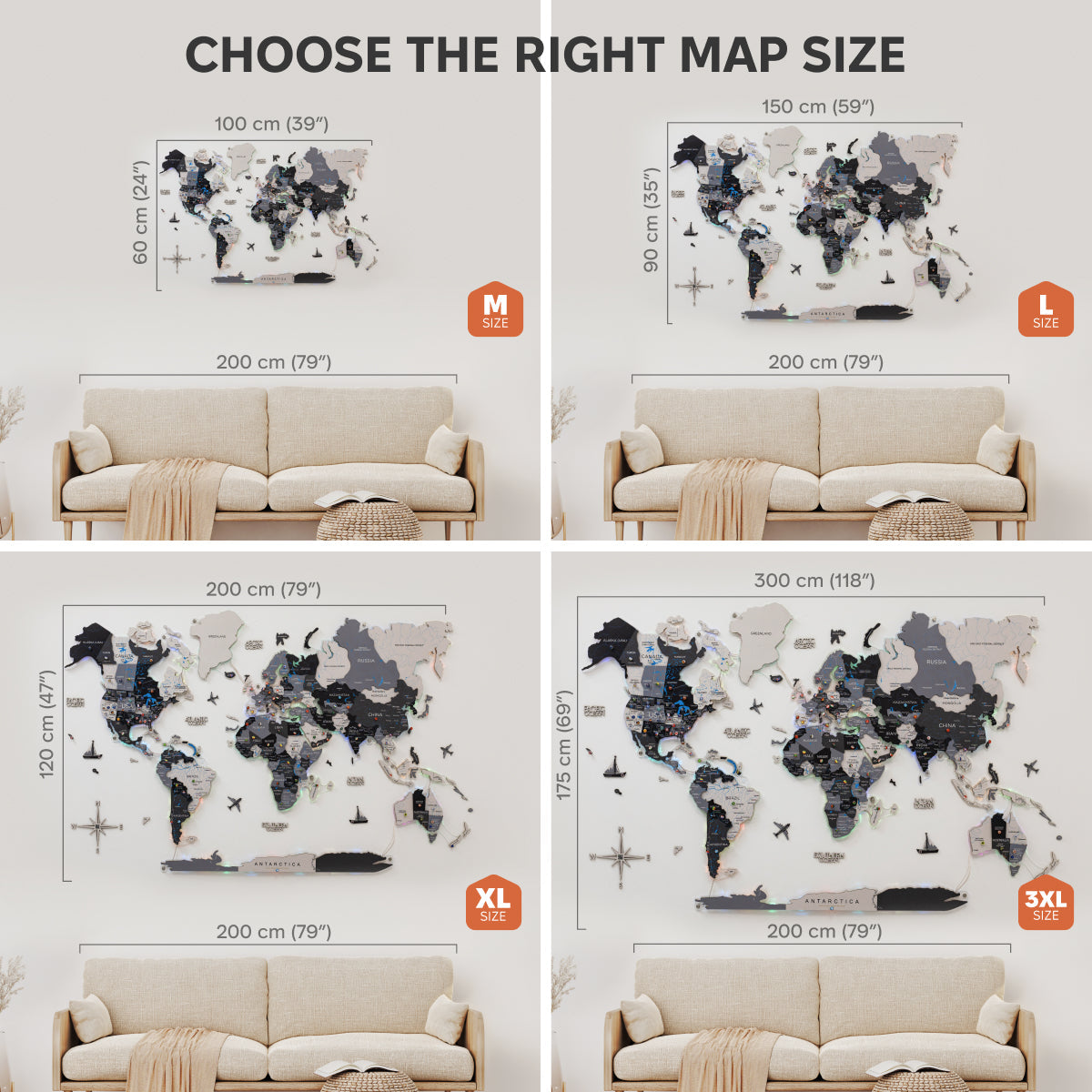 3D LUMINOUS LED Wooden World Map 2.0 Nordik - SJB-DIAMOND ELITES