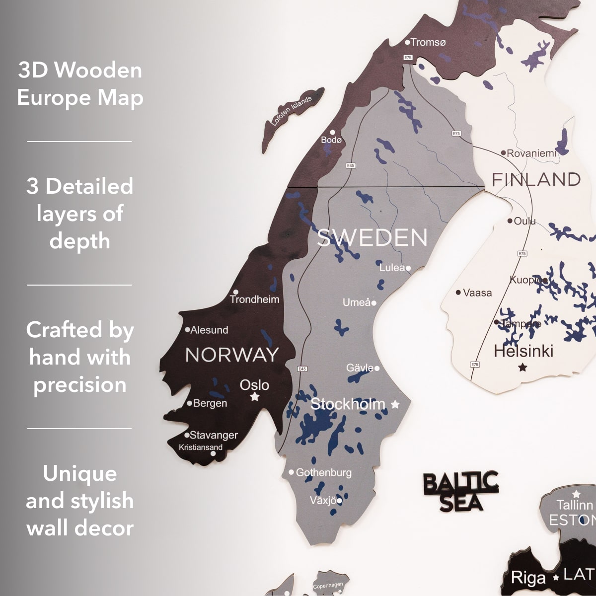 3D Europe Wooden Map Nordik Enjoy The Wood