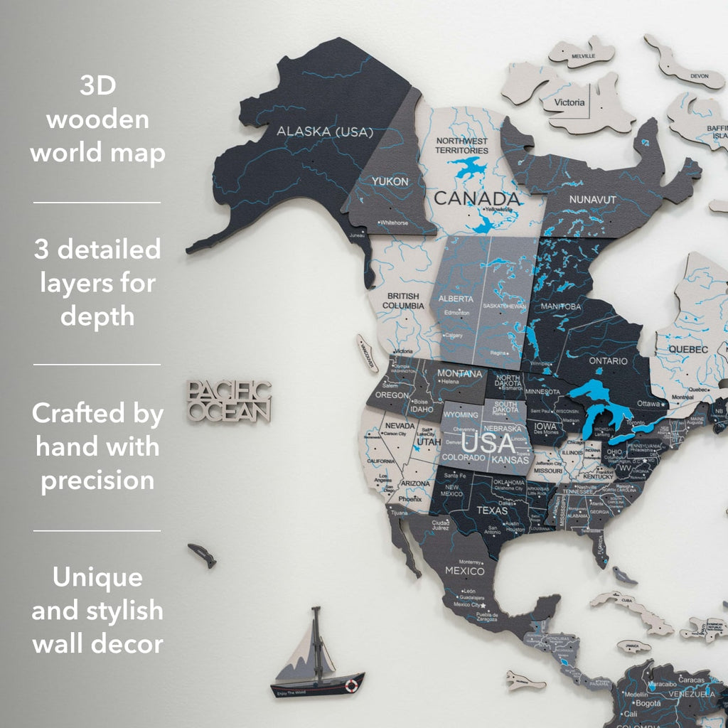 3D Wooden World Map Nordik Enjoy The Wood