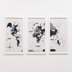 Triptych Wall Art - Wooden World Map (Nordik)