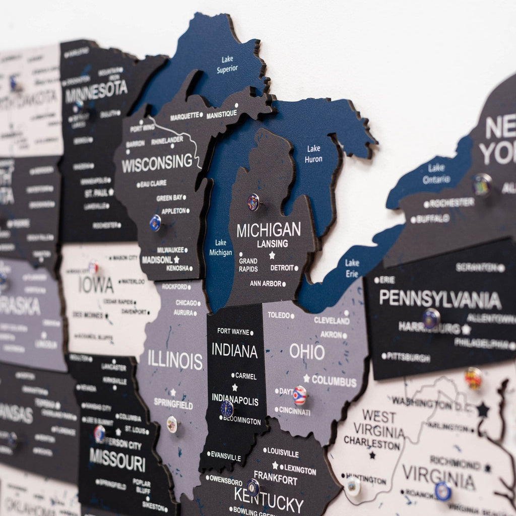 Wooden 3d Map of USA - Nordik - SJB-DIAMOND ELITES