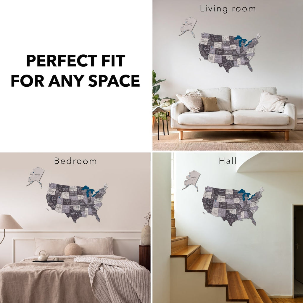 Wooden 3d Map of USA - Nordik - SJB-DIAMOND ELITES