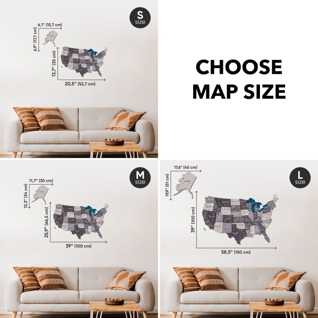 Wooden 3d Map of USA - Nordik - SJB-DIAMOND ELITES