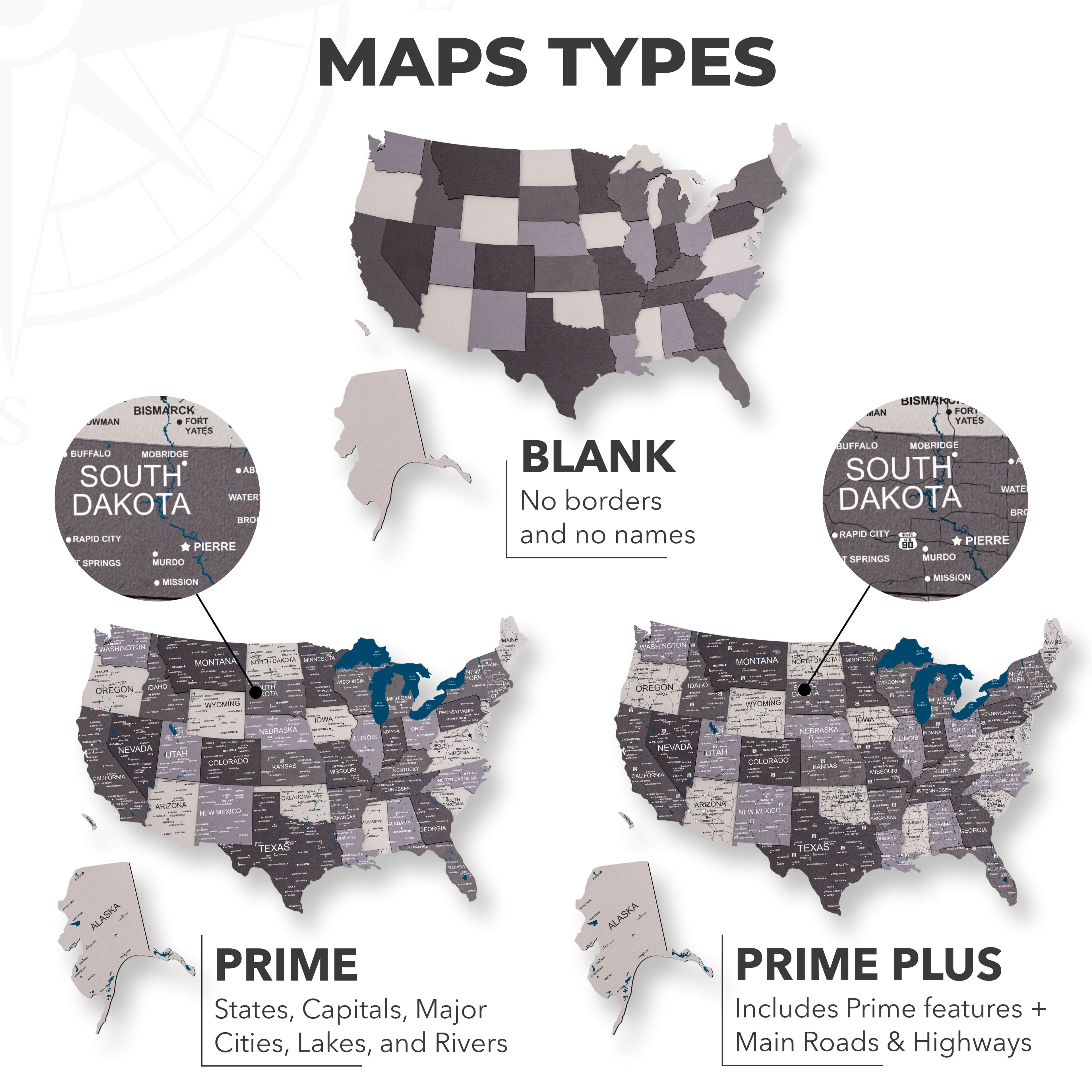 Wooden 3d Map of USA - Nordik - SJB-DIAMOND ELITES