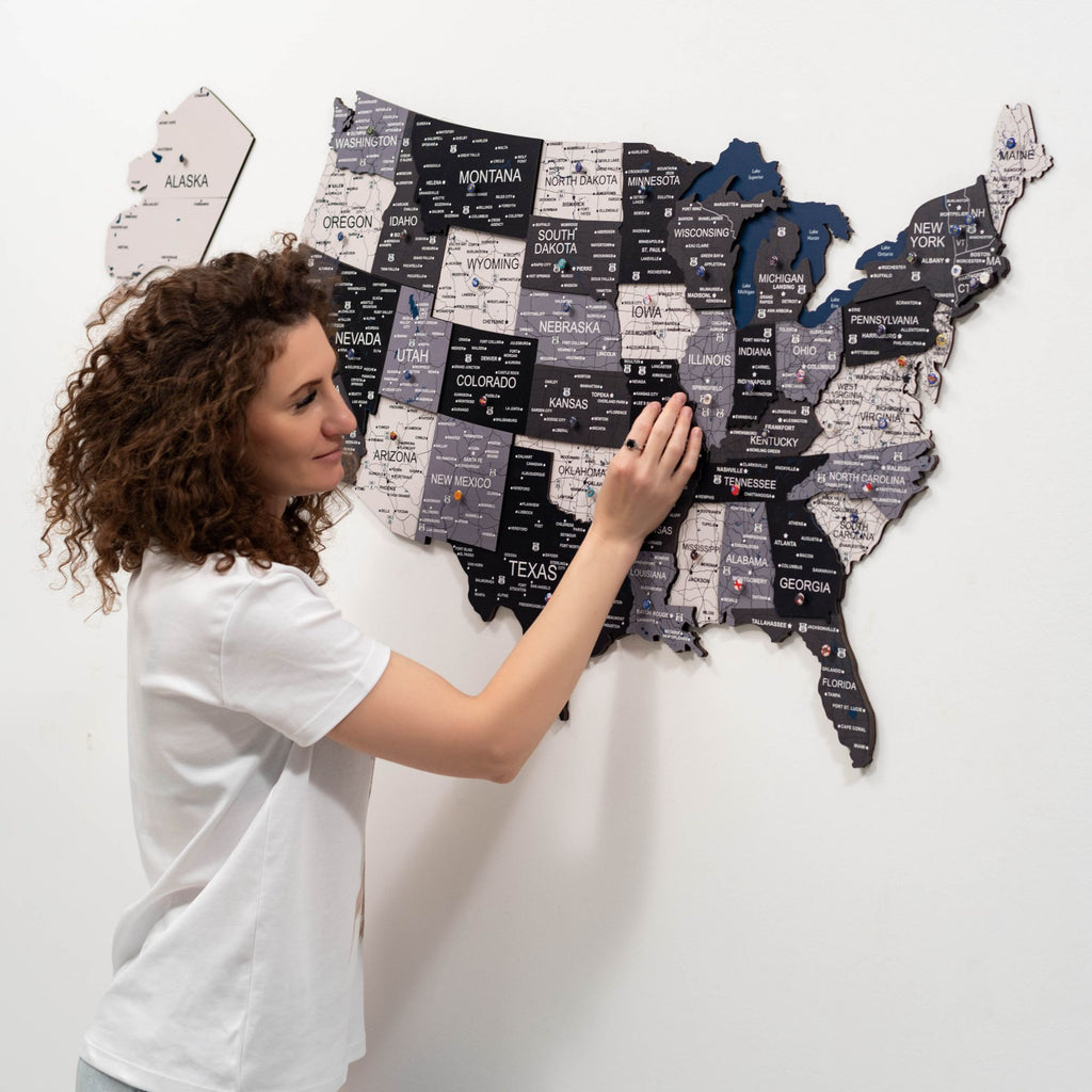 Wooden 3d Map of USA - Nordik - SJB-DIAMOND ELITES