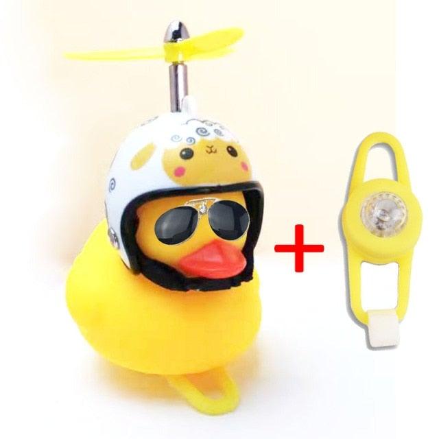 Normal Airscrew Helmet Standing Duck Broken Wind Small Yellow Duck Bike Motor Riding Cycling Lights Bicycle Accessories Rubber Yellow Duck Toy Bike Ornaments Yellow Duck With Proper Helmet Cool Decorations Stevvex
