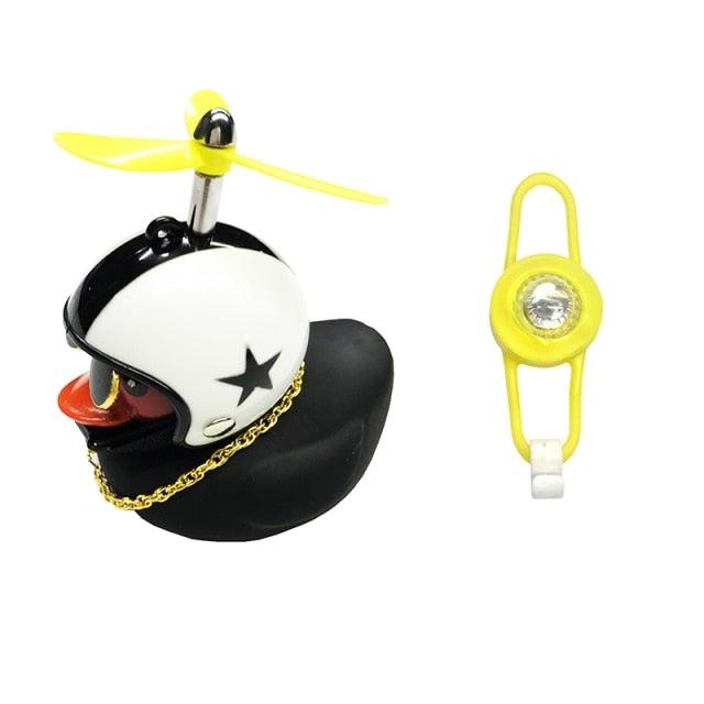 Normal Airscrew Helmet Standing Duck Broken Wind Small Yellow Duck Bike Motor Riding Cycling Lights Bicycle Accessories Rubber Yellow Duck Toy Bike Ornaments Yellow Duck With Proper Helmet Cool Decorations Stevvex