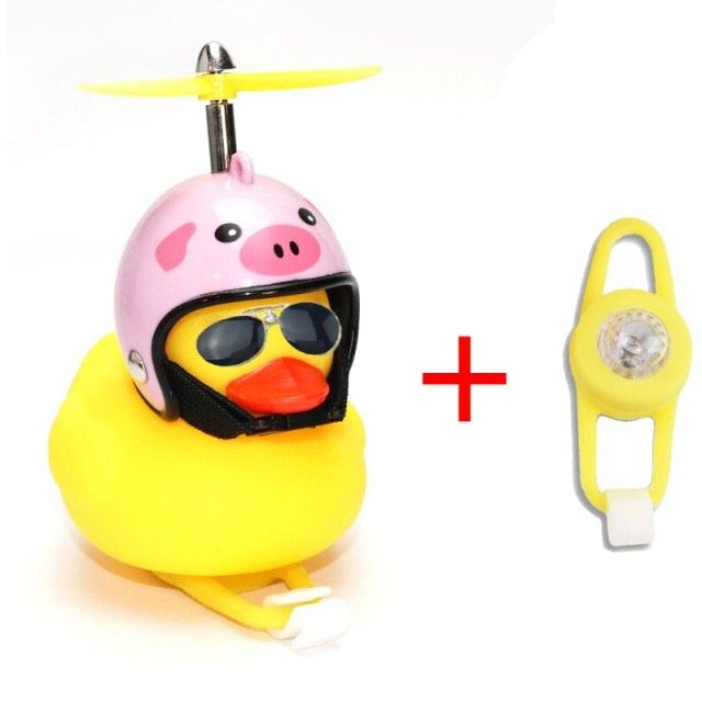 Normal Airscrew Helmet Standing Duck Broken Wind Small Yellow Duck Bike Motor Riding Cycling Lights Bicycle Accessories Rubber Yellow Duck Toy Bike Ornaments Yellow Duck With Proper Helmet Cool Decorations Stevvex