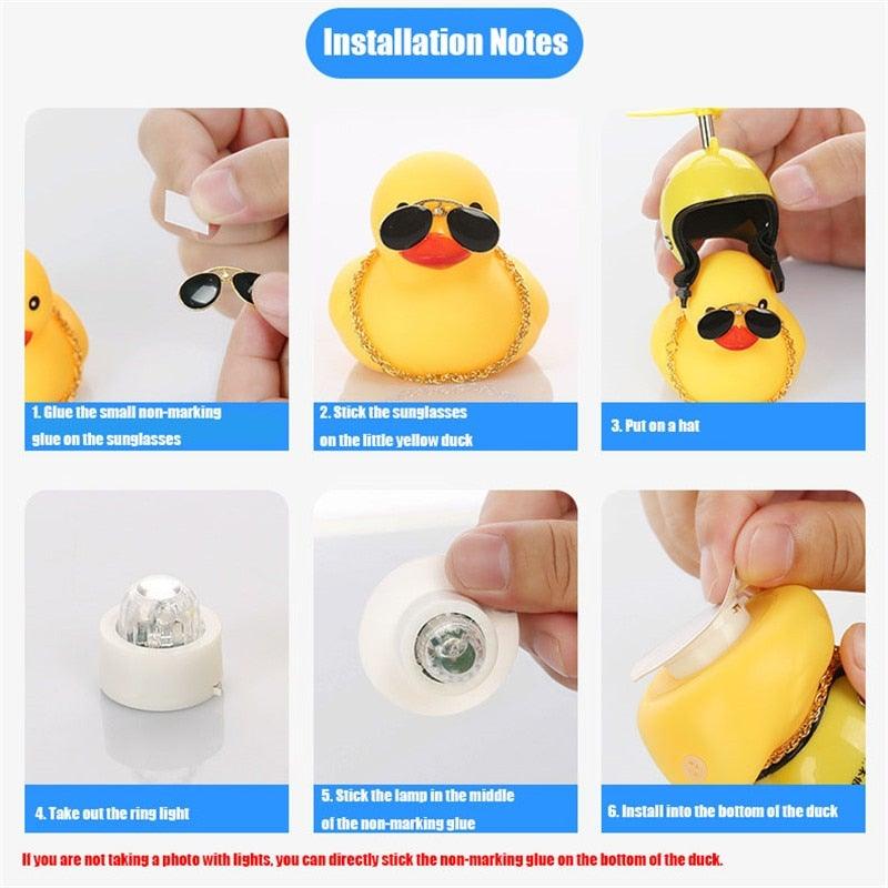 Normal Airscrew Helmet Standing Duck Broken Wind Small Yellow Duck Bike Motor Riding Cycling Lights Bicycle Accessories Rubber Yellow Duck Toy Bike Ornaments Yellow Duck With Proper Helmet Cool Decorations Stevvex