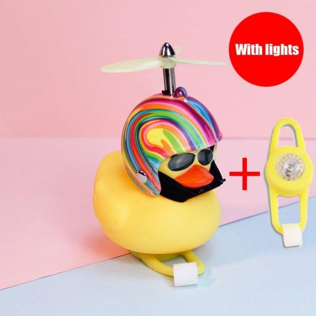 Normal Airscrew Helmet Standing Duck Broken Wind Small Yellow Duck Bike Motor Riding Cycling Lights Bicycle Accessories Rubber Yellow Duck Toy Bike Ornaments Yellow Duck With Proper Helmet Cool Decorations Stevvex