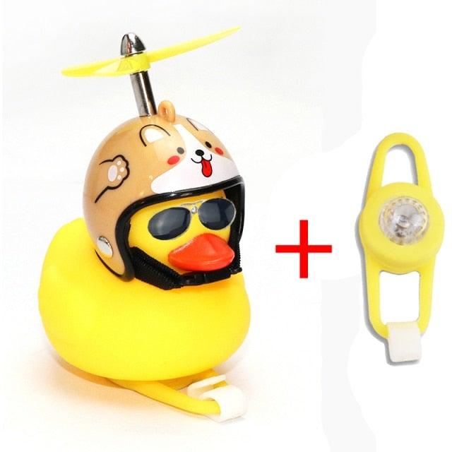 Normal Airscrew Helmet Standing Duck Broken Wind Small Yellow Duck Bike Motor Riding Cycling Lights Bicycle Accessories Rubber Yellow Duck Toy Bike Ornaments Yellow Duck With Proper Helmet Cool Decorations Stevvex