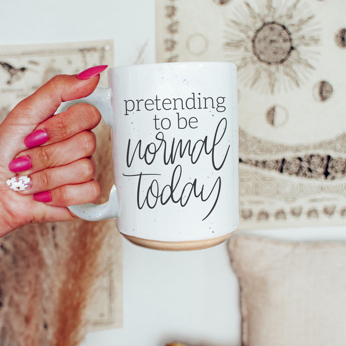 Funny Pretending To Be Normal Today 16oz Ceramic Coffee Mug Office Gift BandsCo Straps