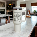 40oz Insulated Travel Tumbler Mug With Handle Lid Straw Funny Quote Double Wall BandsCo Straps