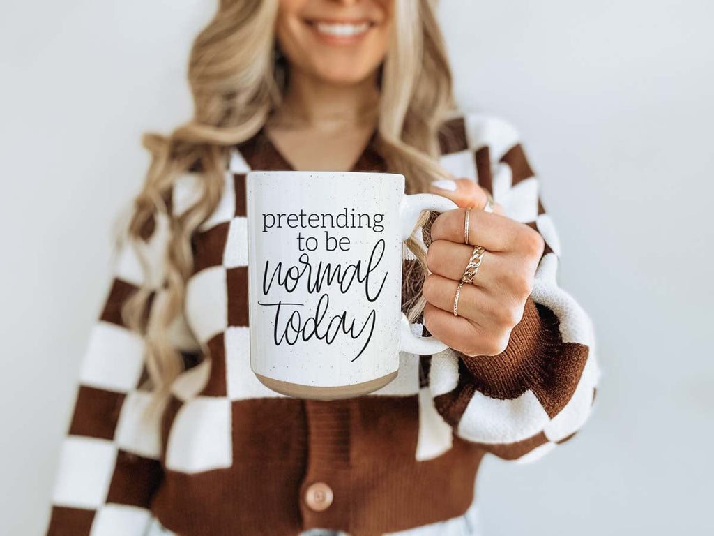 Funny Pretending To Be Normal Today 16oz Ceramic Coffee Mug Office Gift BandsCo Straps