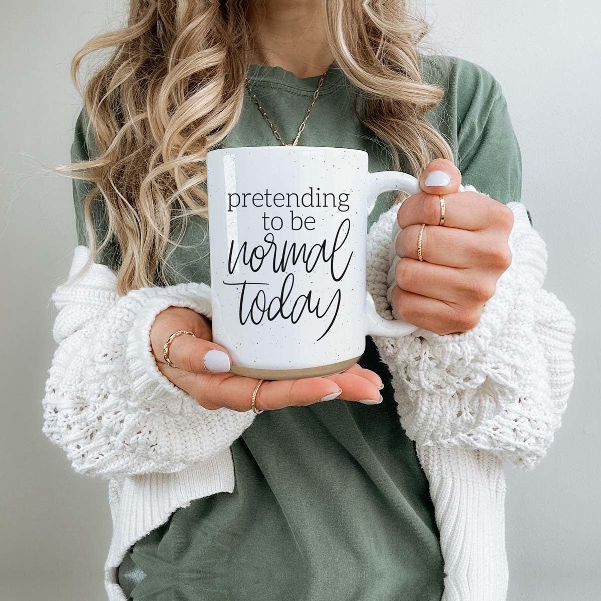 Funny Pretending To Be Normal Today 16oz Ceramic Coffee Mug Office Gift BandsCo Straps