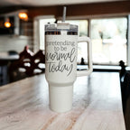 40oz Insulated Travel Tumbler Mug With Handle Lid Straw Funny Quote Double Wall BandsCo Straps