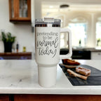 40oz Insulated Travel Tumbler Mug With Handle Lid Straw Funny Quote Double Wall BandsCo Straps