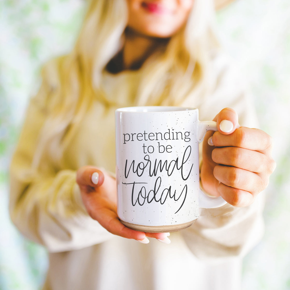 Funny Pretending To Be Normal Today 16oz Ceramic Coffee Mug Office Gift BandsCo Straps