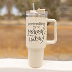 40oz Insulated Travel Tumbler Mug With Handle Lid Straw Funny Quote Double Wall BandsCo Straps