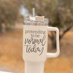 40oz Insulated Travel Tumbler Mug With Handle Lid Straw Funny Quote Double Wall BandsCo Straps