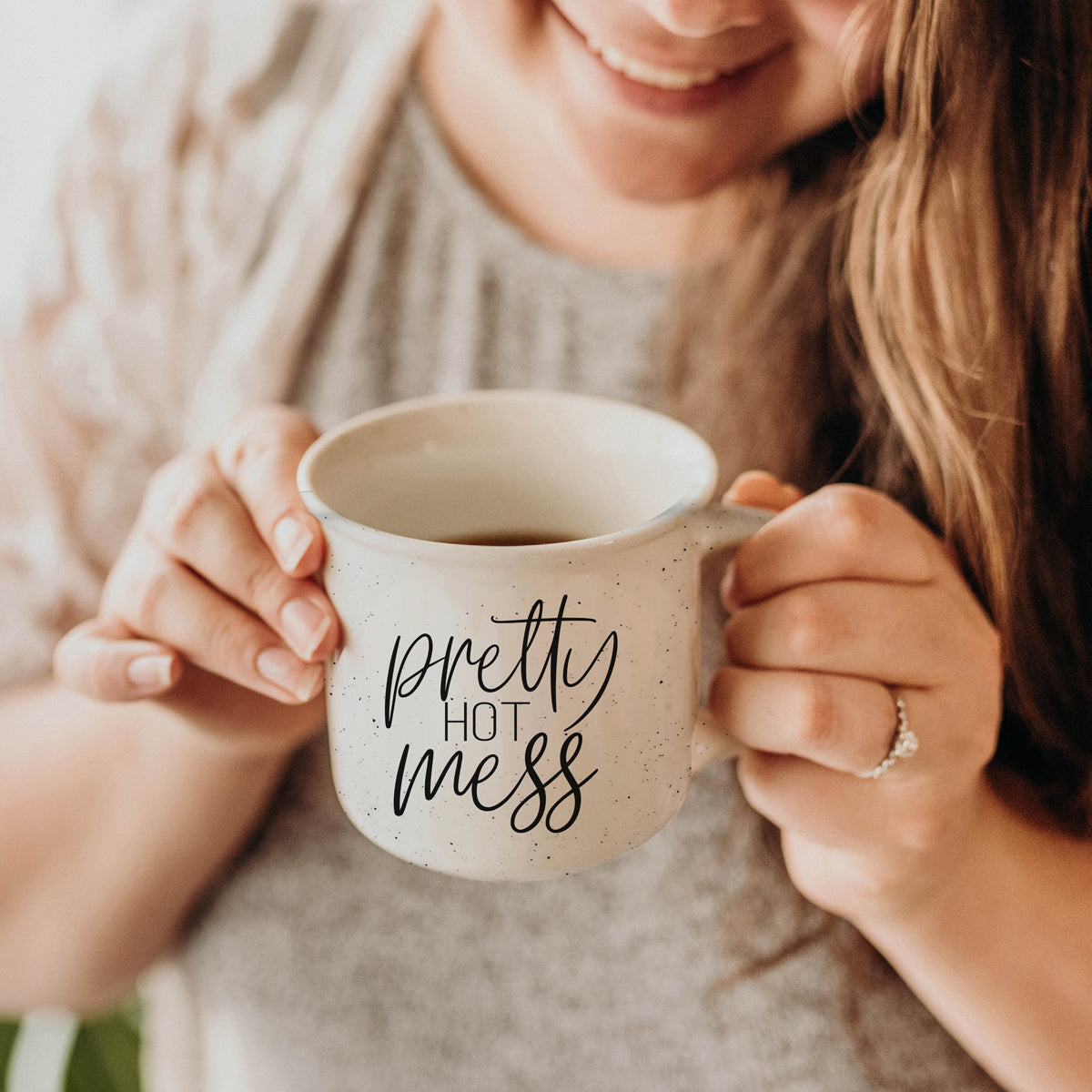 Pretty Hot Mess 14.5oz Ceramic Coffee Mug Funny Hot Mess Quote Cup For Home Office And Travel BandsCo Straps