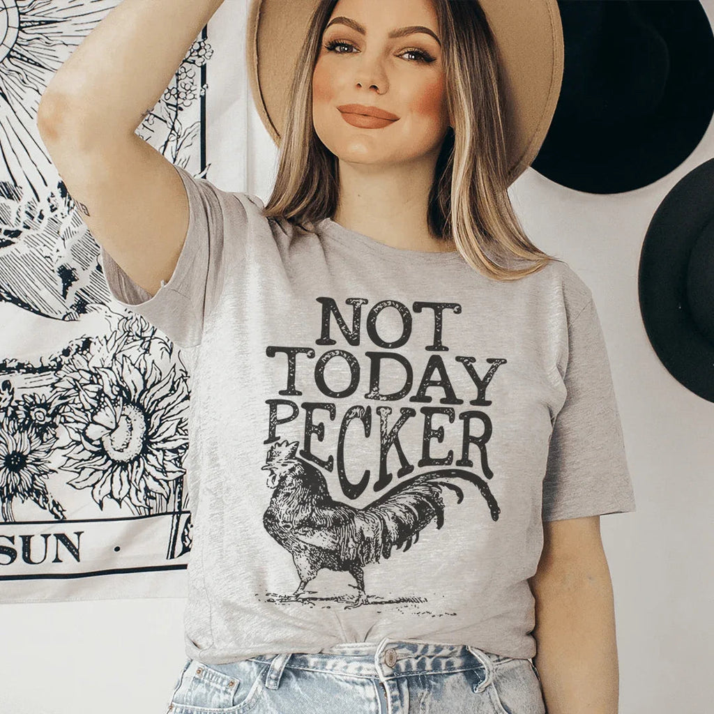 Not Today Pecker Tee Peachy Sunday