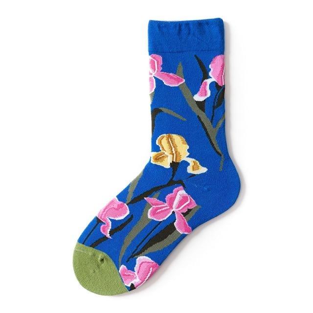 Novelty Happy Funny Women Graphic Short Socks Socks Combed Out Of Pure Cotton Art Abstract Oil Painting Socks French Style Crew Socks For Men And Women Stevvex