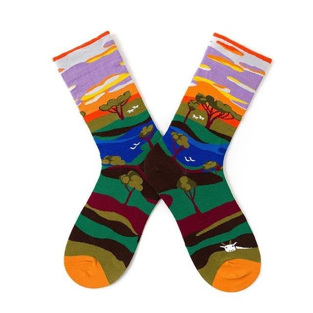 Novelty Happy Funny Women Graphic Short Socks Socks Combed Out Of Pure Cotton Art Abstract Oil Painting Socks French Style Crew Socks For Men And Women Stevvex