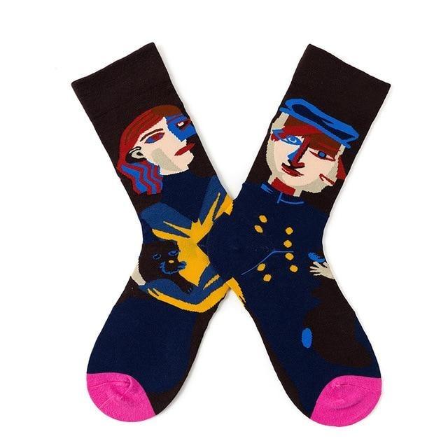 Novelty Happy Funny Women Graphic Short Socks Socks Combed Out Of Pure Cotton Art Abstract Oil Painting Socks French Style Crew Socks For Men And Women Stevvex
