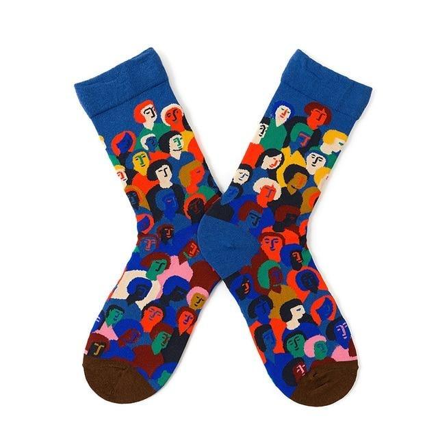 Novelty Happy Funny Women Graphic Short Socks Socks Combed Out Of Pure Cotton Art Abstract Oil Painting Socks French Style Crew Socks For Men And Women Stevvex