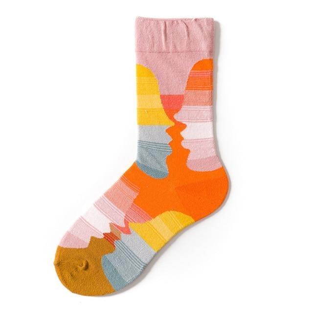Novelty Happy Funny Women Graphic Short Socks Socks Combed Out Of Pure Cotton Art Abstract Oil Painting Socks French Style Crew Socks For Men And Women Stevvex