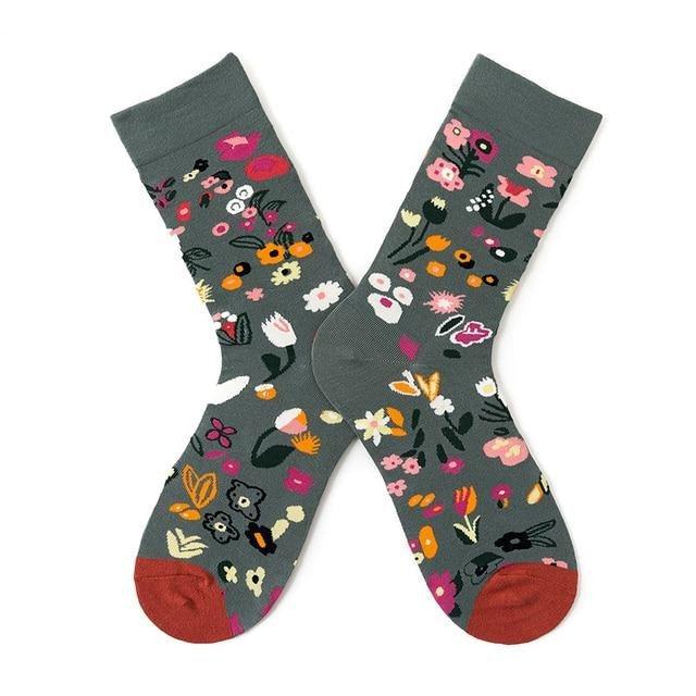 Novelty Happy Funny Women Graphic Short Socks Socks Combed Out Of Pure Cotton Art Abstract Oil Painting Socks French Style Crew Socks For Men And Women Stevvex
