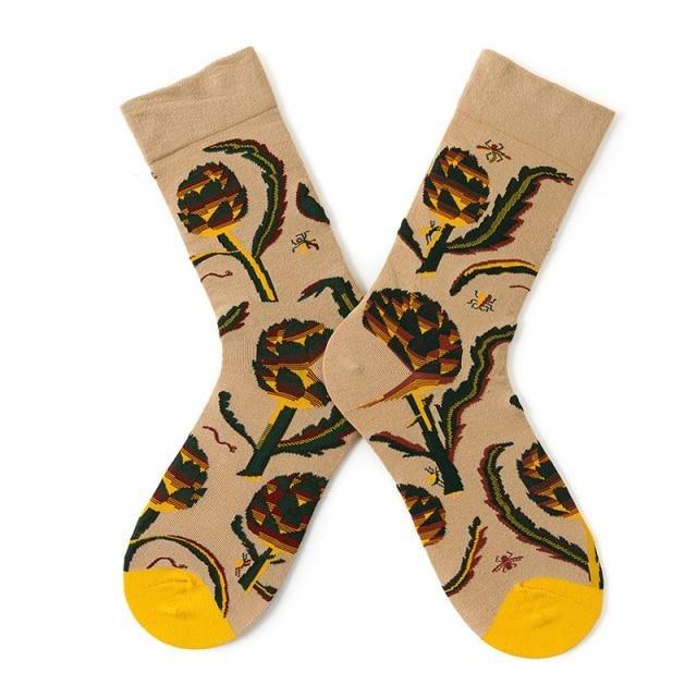 Novelty Happy Funny Women Graphic Short Socks Socks Combed Out Of Pure Cotton Art Abstract Oil Painting Socks French Style Crew Socks For Men And Women Stevvex