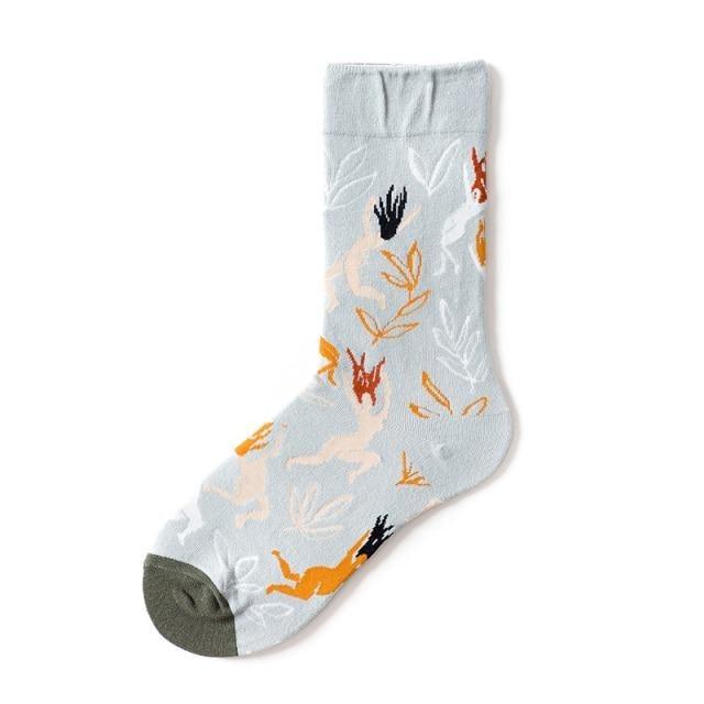 Novelty Happy Funny Women Graphic Short Socks Socks Combed Out Of Pure Cotton Art Abstract Oil Painting Socks French Style Crew Socks For Men And Women Stevvex