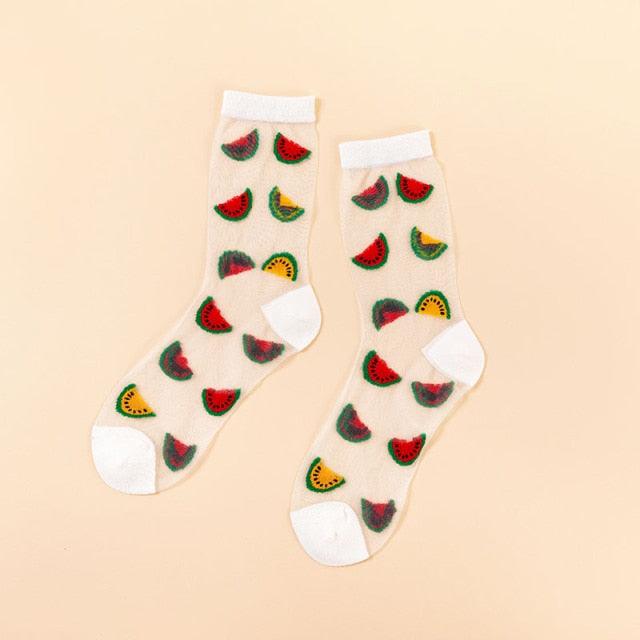 Novelty Harajuku Crystal Silk Tide Socks Funny Sunflowers Vines Flowers Happy Socks Casual High Quality Socks for Women